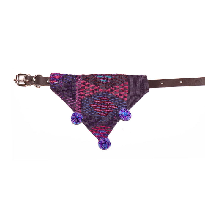 Handmade colorful bandana collar with leather collar included. Perfect for dogs and cats of all breeds and sizes