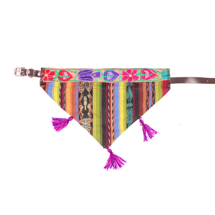 Handmade colorful bandana collar with leather collar included. Perfect for dogs and cats of all breeds and sizes