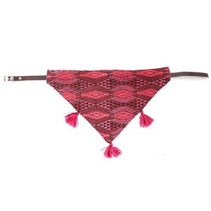 Handmade colorful bandana collar with leather collar included. Perfect for dogs and cats of all breeds and sizes. Made by artisans in Mexico withe Mexican materials