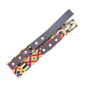 Leo Y Lola colorful macrame and leather dog leash handmade suitable for all breeds and sizes